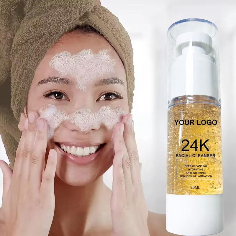 OEM ODM brand customized 24k gold facial cleanser vegan oil control skin refreshing Korean version daily neutral facial cleanser facial cleanser