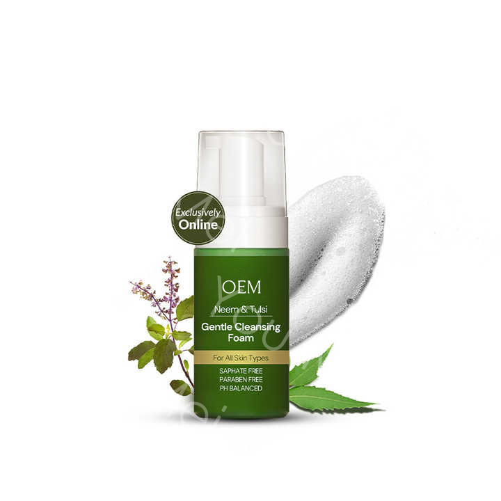 Customized Vegan Neem Tulsi Face Wash PH Balance Facial Cleansing Foam