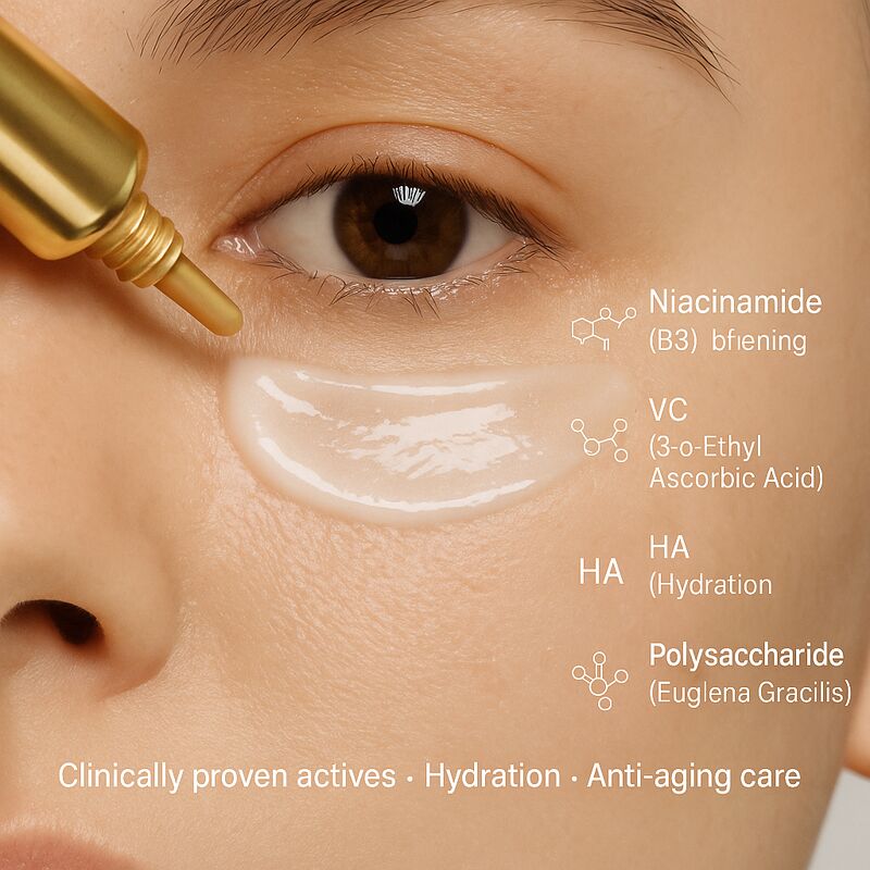 OEM ODM Brightening Eye Cream For Dark Circles And Fine Lines Significantly Reducing Puffiness And Restoring Eye Vitality Containing Vitamin C Hyaluronic Acid