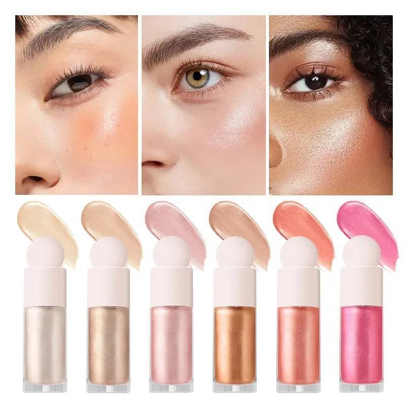 Customized High Gloss Facial Illuminator Liquid Fluorescent Pen Makeup Pearl Glitter Long-lasting Fluorescent Pen Makeup Beauty Foundation Make-up