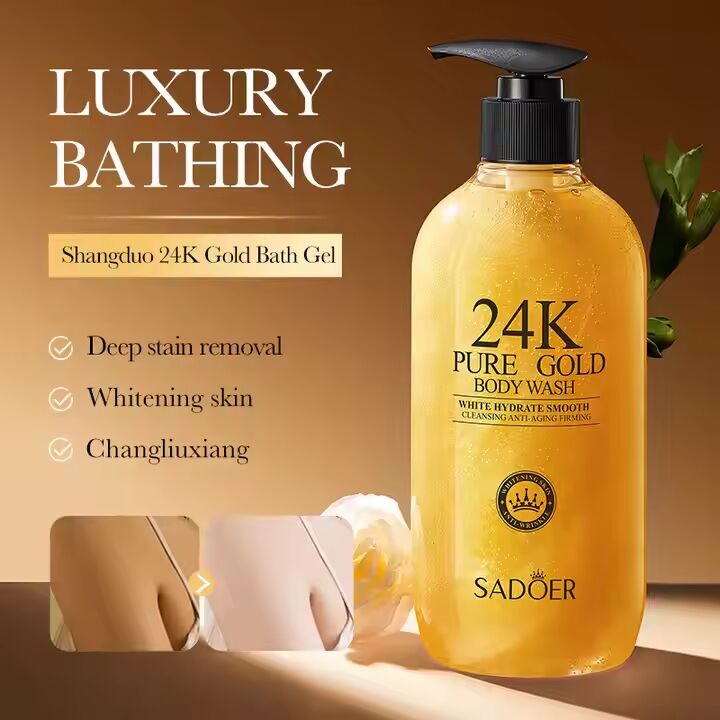 OEM ODM 24k Gold Body Wash Deep Cleansing Nourishing Skin Moisturizing Whitening Perfume Body Wash