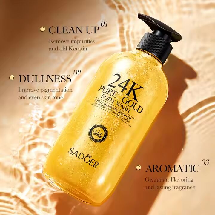 OEM ODM 24k Gold Body Wash Deep Cleansing Nourishing Skin Moisturizing Whitening Perfume Body Wash