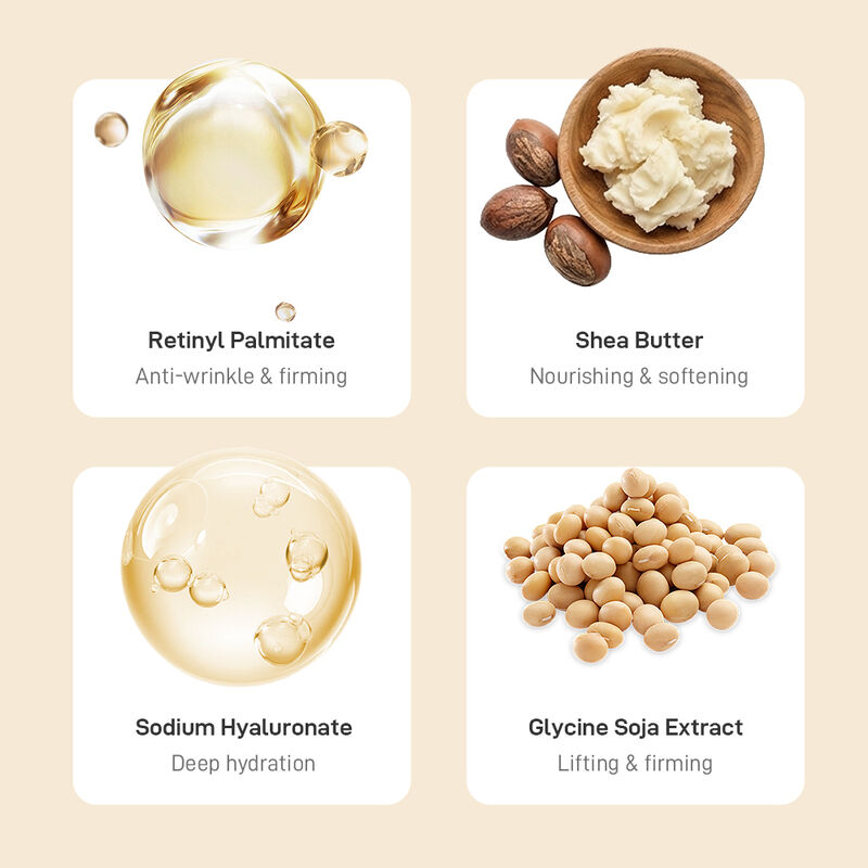 OEM ODM customized firming anti wrinkle whitening face cream containing retinol, shea butter and hyaluronic acid can reduce wrinkles and nourish dry and beautiful skin