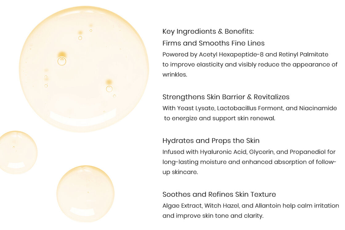 OEM ODM brand firming anti wrinkle essence toner, containing retinol peptide and vitamin E, can smooth fine lines, brighten skin tone, moisturize and moisturize