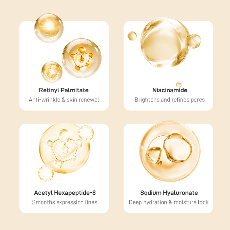 OEM ODM brand firming anti wrinkle essence toner, containing retinol peptide and vitamin E, can smooth fine lines, brighten skin tone, moisturize and moisturize