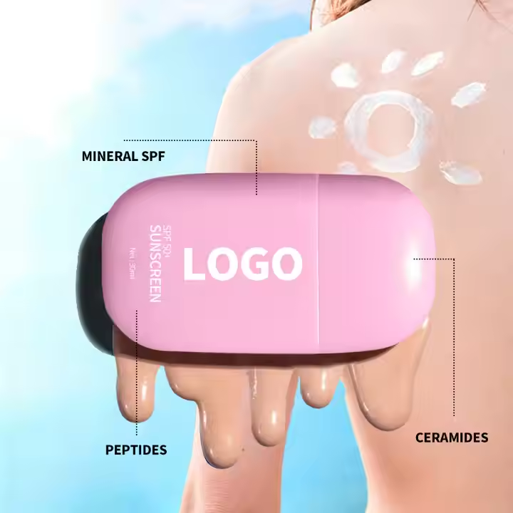 OEM ODM Body Lotion SPF 50 Zinc Oxide Cream All Mineral Dark Cream gel based Transparent Body Lotion Casting Free Sunscreen SPF50 Sunscreen