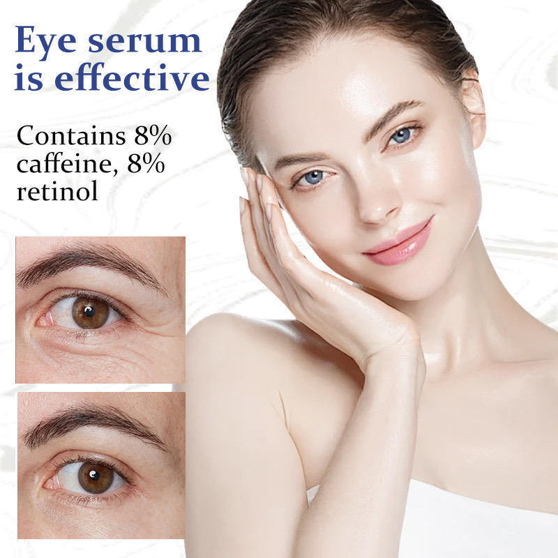 OEM ODM Quick Eye Lifting Anti-Aging Skincare Serum 5% with Coffee Essence Aloe Vera Eye Cream Roller Facial Care