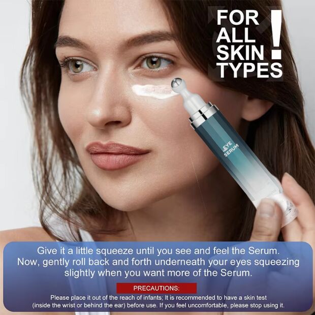 OEM ODM Quick Eye Lifting Anti-Aging Skincare Serum 5% with Coffee Essence Aloe Vera Eye Cream Roller Facial Care