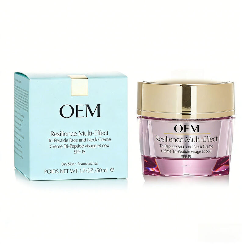 OEM ODM Multi Effect Tripeptide SPF15 Facial and Neck Cream, suitable for all skin types of women, moisturizing, firming, whitening, acne removing, beauty and personal care products