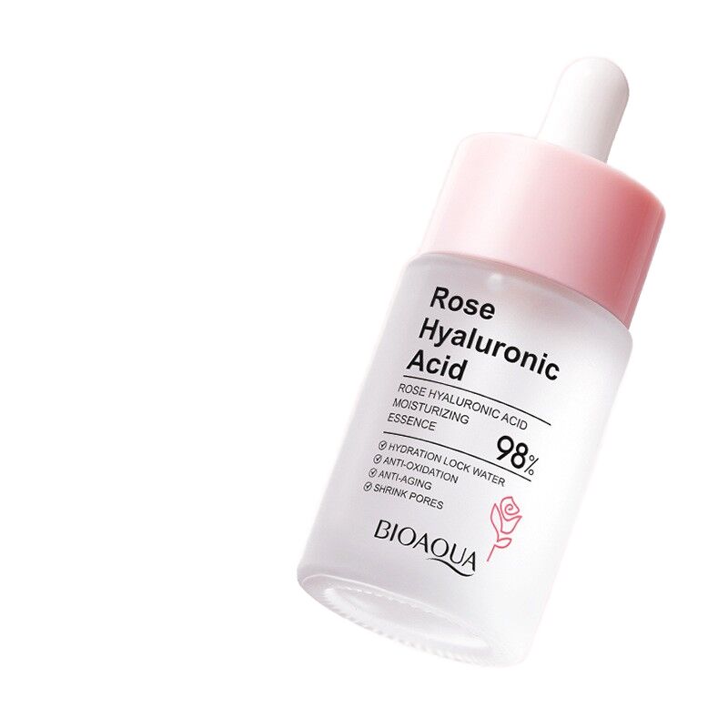 OEM ODM own brand pure natural rose face essence liquid, containing hyaluronic acid and glycerin, pore shrinking moisturizing serum