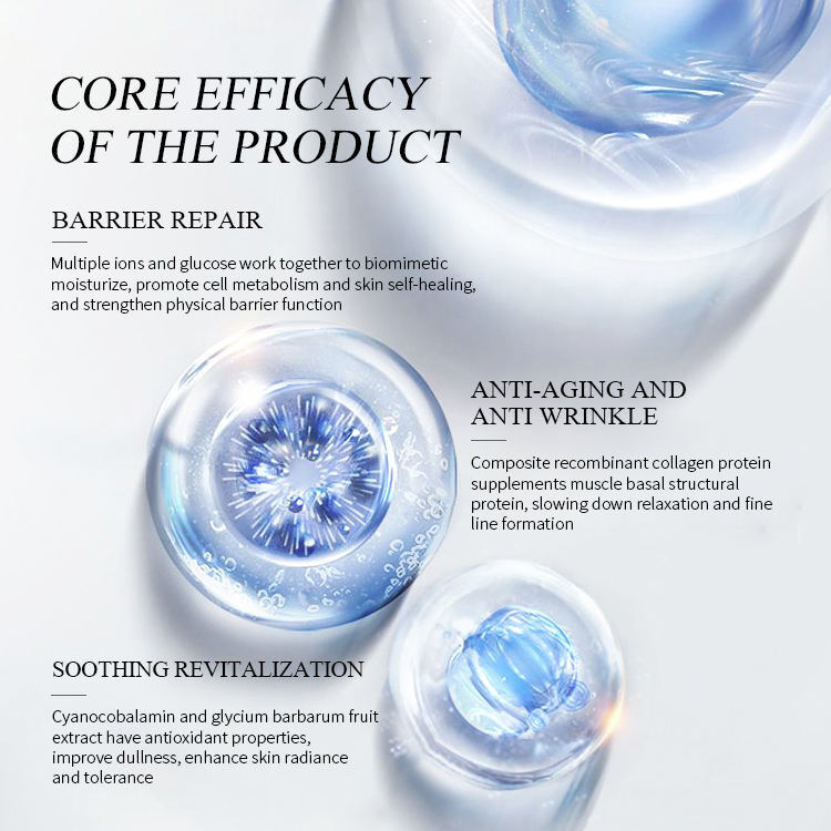 Toner essence de collagène anti-âge OEM ODM - vitamine B12, utilisé pour éclaircir et antioxydant, hydrater et hydrater les peaux sensibles