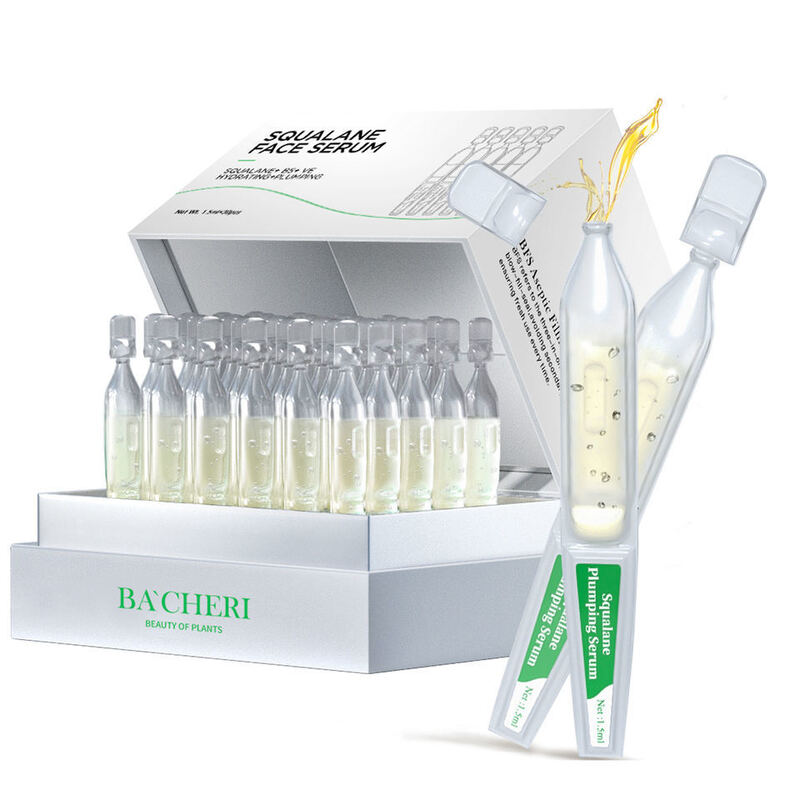 OEM ODM Squalane Vitamin E Facial Ampoule, containing panthenol and jojoba oil for moisturizing, anti-aging serum, suitable for dry and sensitive skin