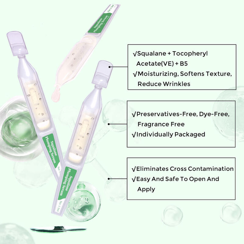 OEM ODM Squalane Vitamin E Facial Ampoule, containing panthenol and jojoba oil for moisturizing, anti-aging serum, suitable for dry and sensitive skin