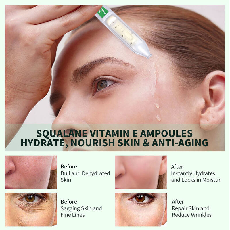 OEM ODM Squalane Vitamin E Facial Ampoule, containing panthenol and jojoba oil for moisturizing, anti-aging serum, suitable for dry and sensitive skin