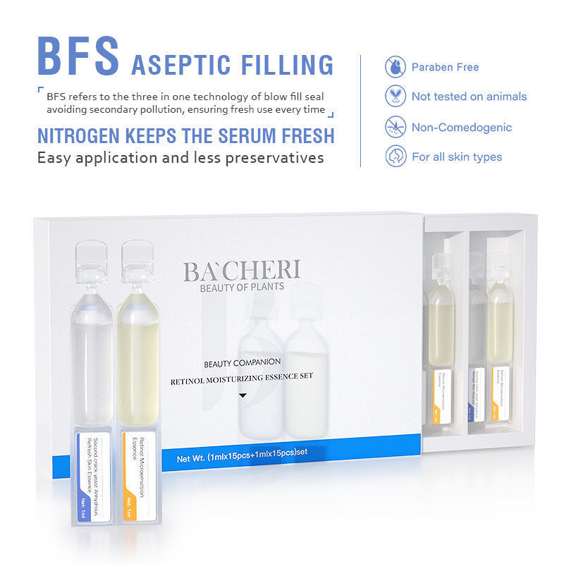 OEM ODM customized hot selling retinol peptide vitamin E, vitamin C anti-aging wrinkle removal fine lines crow foot facial serum toner