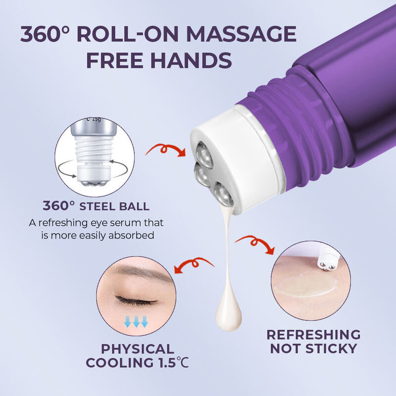 OEM ODM Pure Vegan Eye Roller Essence for Puffiness Reduction, Anti-Aging, Brightening, Caffeine, Massage, Repair, and Dark Circle Essence