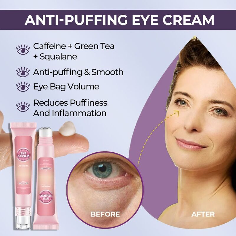 OEM ODM Pure Vegan Eye Roller Essence for Puffiness Reduction, Anti-Aging, Brightening, Caffeine, Massage, Repair, and Dark Circle Essence