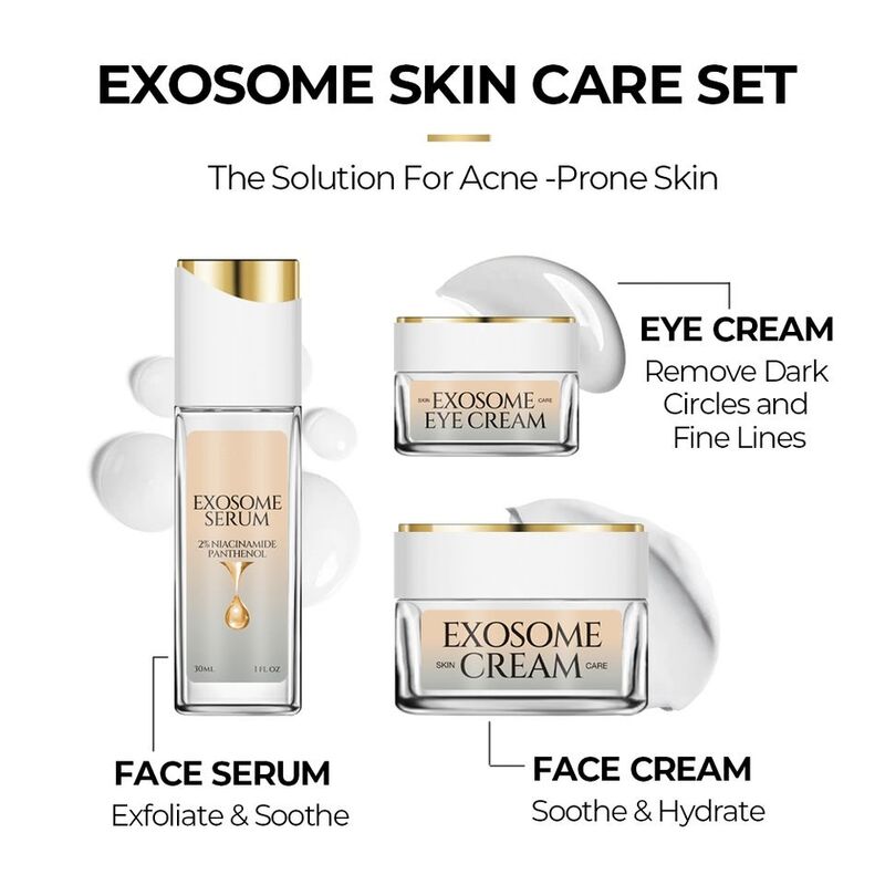 OEM ODM Korean Organic Natural Anti Aging and Anti Wrinkle Facial Skincare Serum Exosome Collagen Hyaluronic Acid Hyaluronic Acid Skincare Set