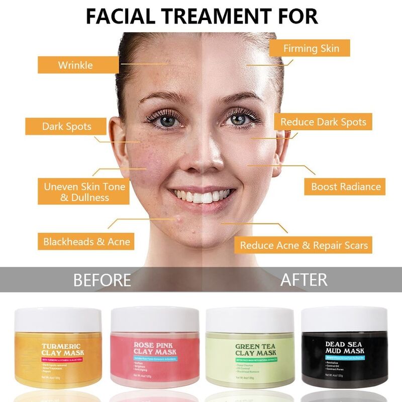 OEM ODM Skin Care Products Clay Clay facial mask Facial Musk facial mask Purifying Detoxification Cleaning Green Tea facial mask