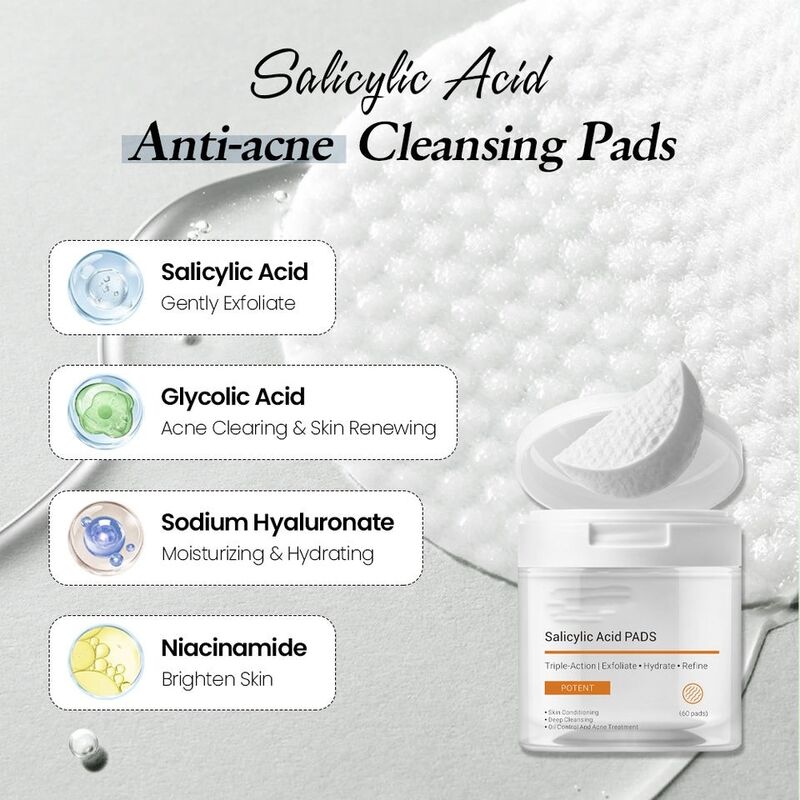 OEM ODM skincare products salicylic acid niacinamide facial mask acne-fighting oil-control cleansing pad suitable for all skin types