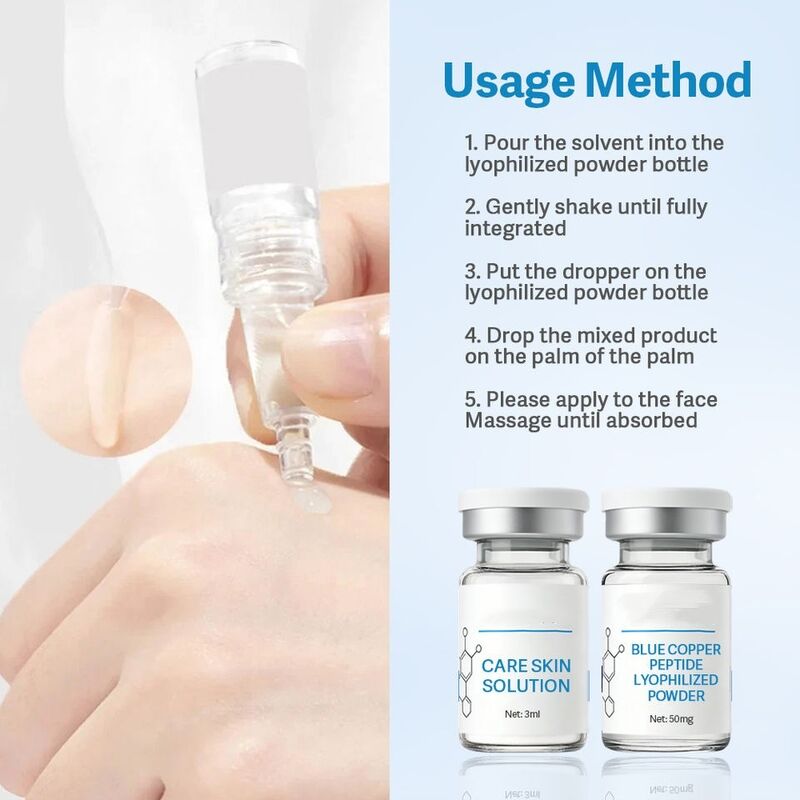 OEM ODM Brand Copper Peptide Freeze-Dried Powder Facial Essence Set Skincare Repair Skin Barrier Hydration Anti-Aging Serum
