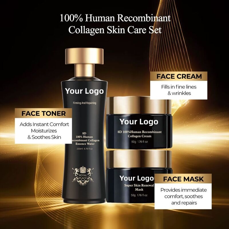 OEM ODM Korean 8D collagen tripeptide firming facial care kit Self owned brand anti aging daily whitening face cream anti wrinkle moisturizing spray daily skin care cream facial mask