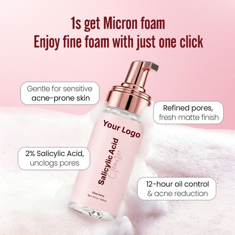 OEM ODM Korean Natural Foam Cleansing Foam Sakeylic Acid Niacinamide Skincare Cleanser Wash Milk