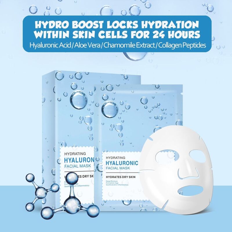 OEM ODM brand customized natural aloe moisturizing facial mask hyaluronic acid anti wrinkle, firming, moisturizing and whitening facial mask