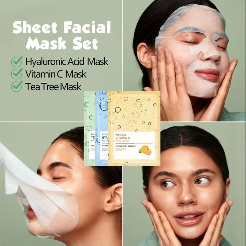 OEM ODM brand customized natural aloe moisturizing facial mask hyaluronic acid anti wrinkle, firming, moisturizing and whitening facial mask