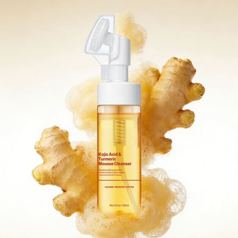 OEM ODM brand customized herbal ginger gold cup flower koji acid anti acne liquid foaming facial cleanser suitable for all skin types of women