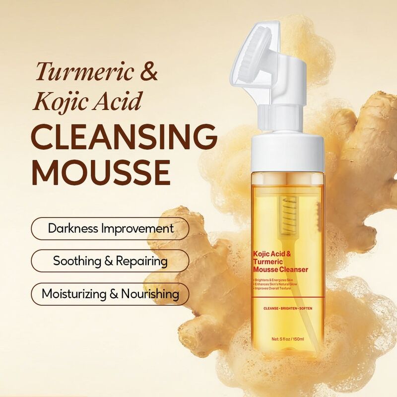 OEM ODM brand customized herbal ginger gold cup flower koji acid anti acne liquid foaming facial cleanser suitable for all skin types of women