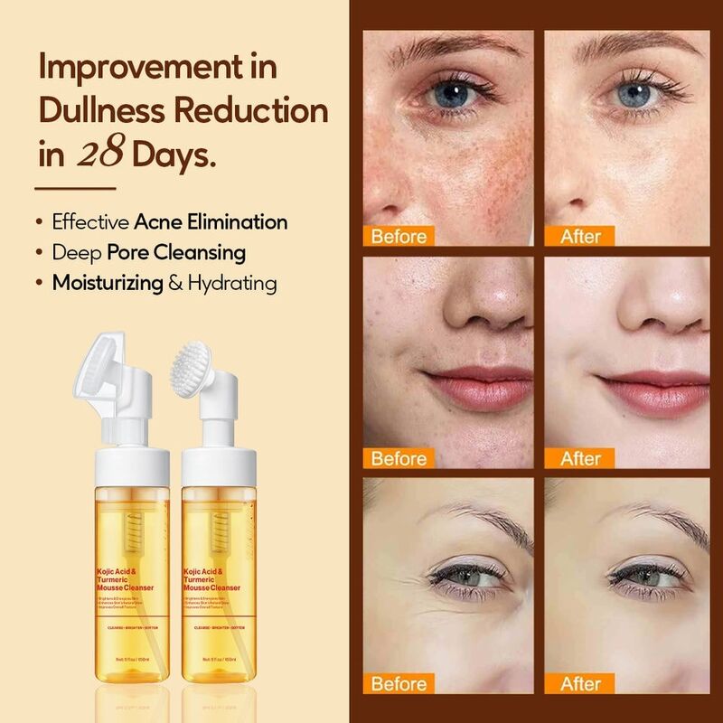 OEM ODM brand customized herbal ginger gold cup flower koji acid anti acne liquid foaming facial cleanser suitable for all skin types of women