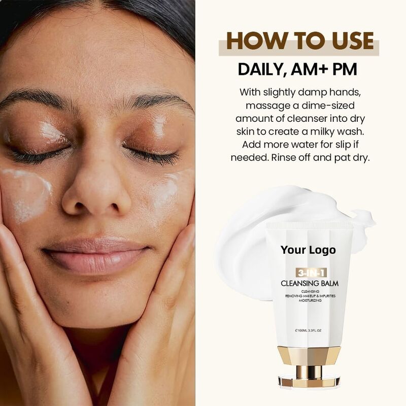 OEM ODM 3-in-1 Makeup Removal Fragrance Brand Customization Organic Skincare Face Wash Eye Makeup Deep Cleaning Moisturizing Fragrance Cream Removal Cream