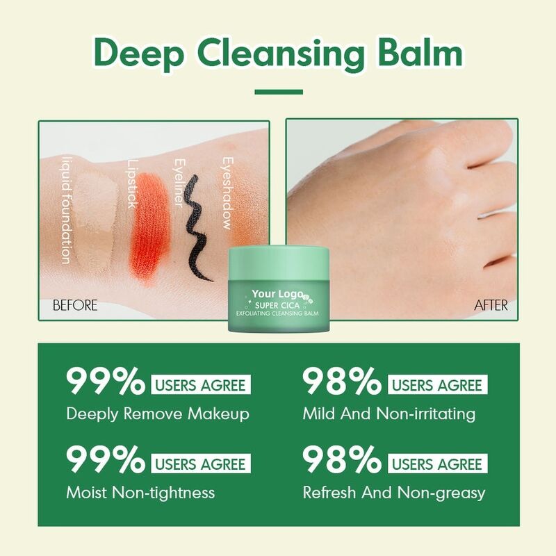 OEM ODM Brand Organic Vegetarian Facial Lip Line Cleansing Cream Makeup Remover Facial Deep Cleansing Balm Pure Vegetable