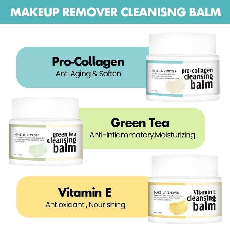 OEM ODM Customized Logo Natural Organic Collagen Green Tea Vitamin E Eye and Facial Makeup Makeup Makeup Makeup Makeup Removal Facial Makeup Cleansing Cream