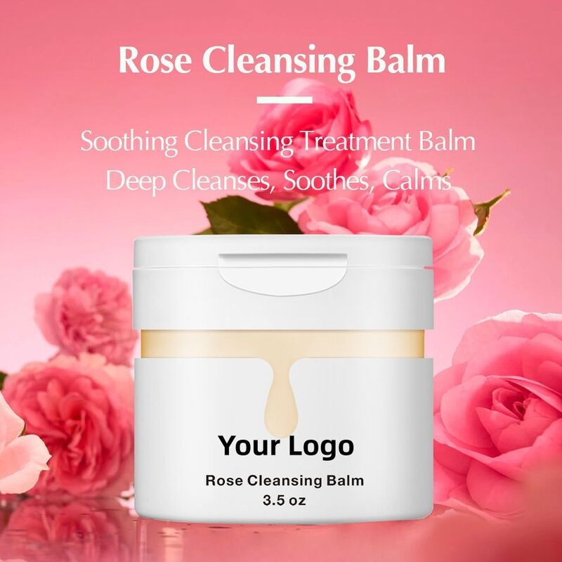 OEM ODM brand Korean version mild rose facial cleanser, easy to melt and wash face, lip protection, deep makeup remover, oily skin facial cleanser