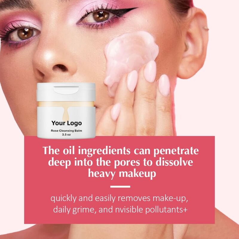 OEM ODM brand Korean version mild rose facial cleanser, easy to melt and wash face, lip protection, deep makeup remover, oily skin facial cleanser