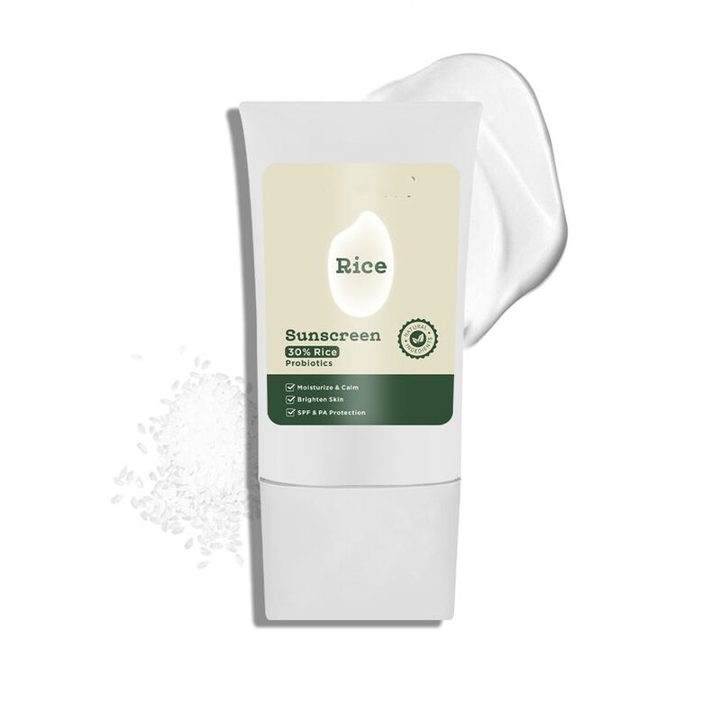OEM ODM Korean Rice UV Sunscreen SPF 50 Instant Whitening and Whitening Organic Rice and Probiotics Vegetarian