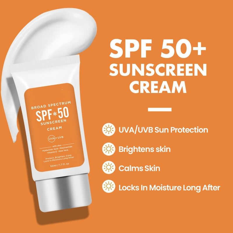 OEM ODM Korean cosmetics SPF 50 natural facial skincare brightening sunscreen organic proprietary brand sunscreen vegetarian ingredients