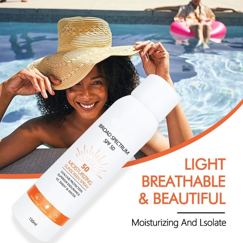 OEM ODM Sunscreen Spray Brand Custom Organic Body and Face Sunscreen Waterproof Moisturizing Whitening SPF 50 Sunscreen Mist Spray
