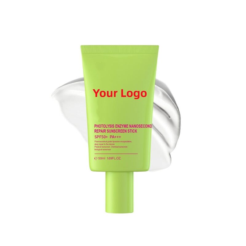 OEM ODM Korean brand customized vegan photolytic enzyme nanosecond repair facial and body sunscreen SPF 50 UVA UVB sunscreen