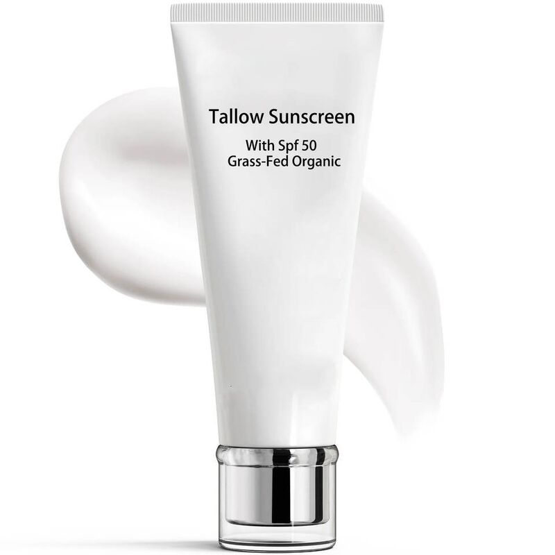 OEM ODM Brand Customized Natural Mineral SPF 50 Sunscreen Grass-Fed Fresh Beef Fat Halal Zinc Sunscreen Non-Greasy Skin Protection