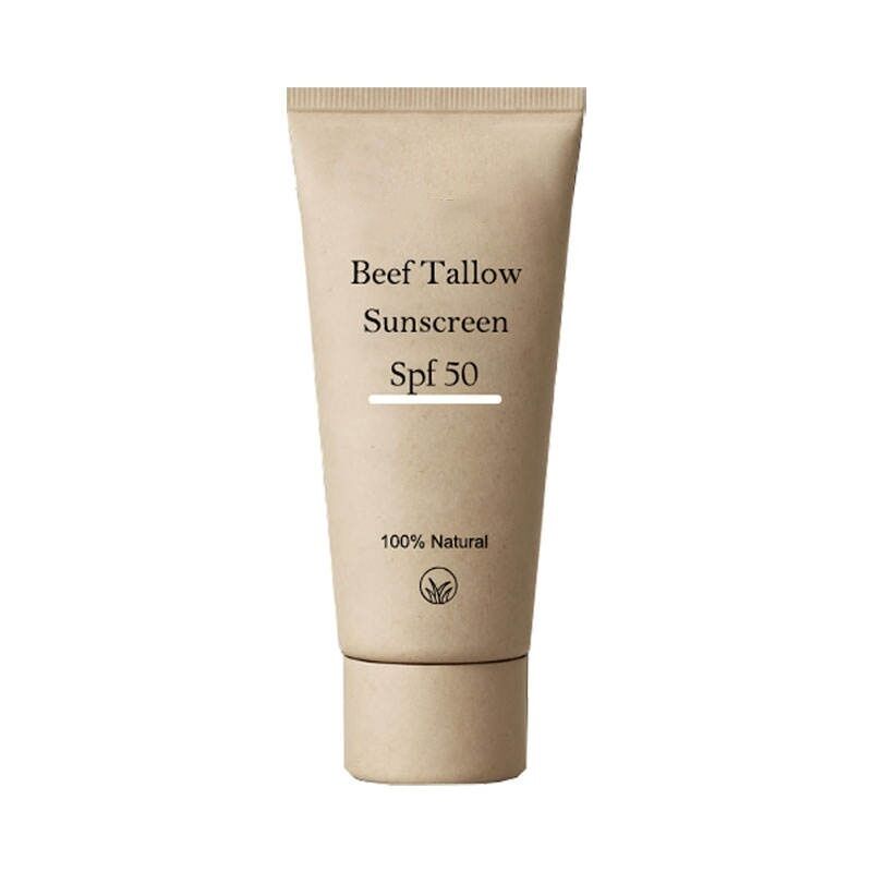 OEM ODM Brand Customized Sunscreen Natural Grass Food Fresh Beef Fat Halal Zinc Sunscreen Mineral Spf 50 Sunscreen Sunscreen