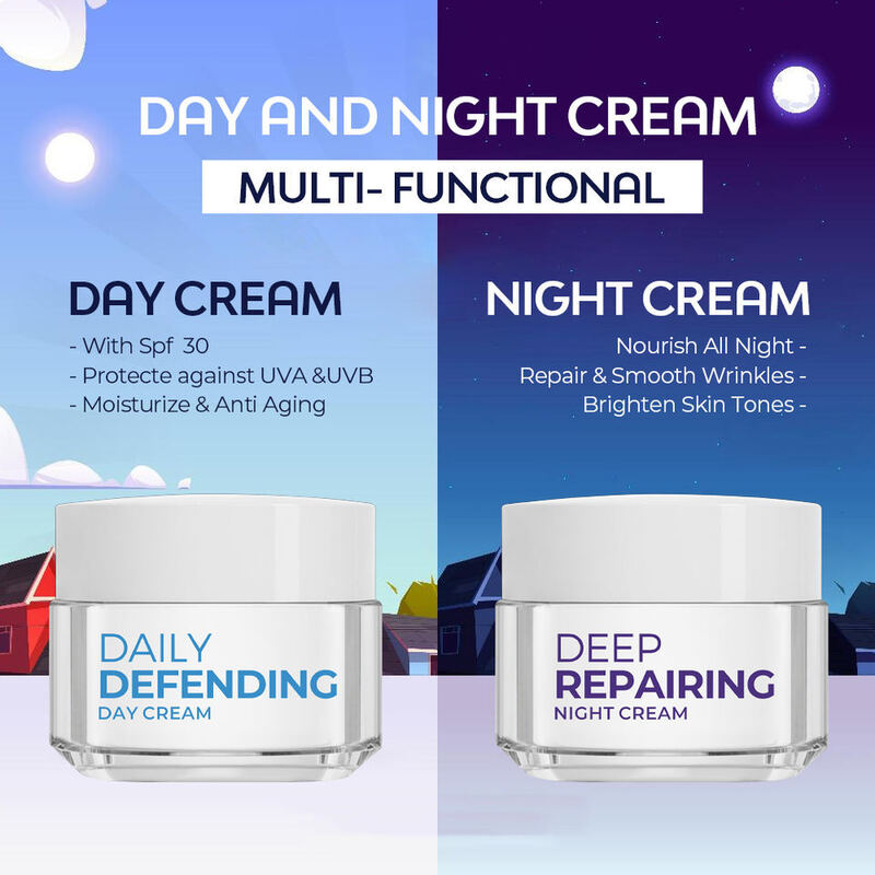 OEM ODM brand SPF 30 day and night moisturizing cream Natural anti-aging anti wrinkle skin brightening face cream contains shea butter to whiten and moisturize skin