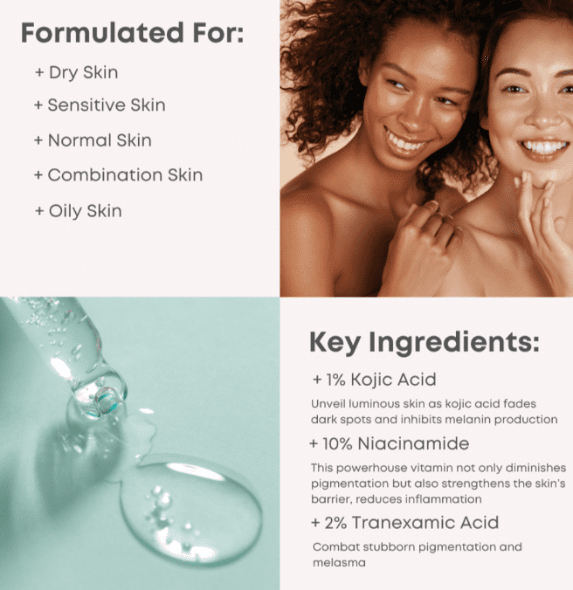 OEM ODM Kojic Acid Serum Korean Brand Customized Skincare Brightening, Whitening, Skin Color Anti Wrinkle, Vitamin C Facial Care