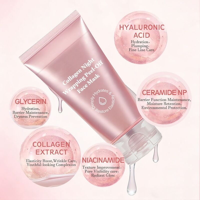 OEM ODM brand customized collagen overnight package peeling Korean version peeling facial mask skin care luminous firming facial mask