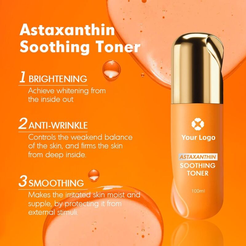 OEM ODM Brand Customized Facial Toner Astaxanthin Vitamin C Niacinamide Whitening Brightening Moisturizing Facial Toner Facial Skincare