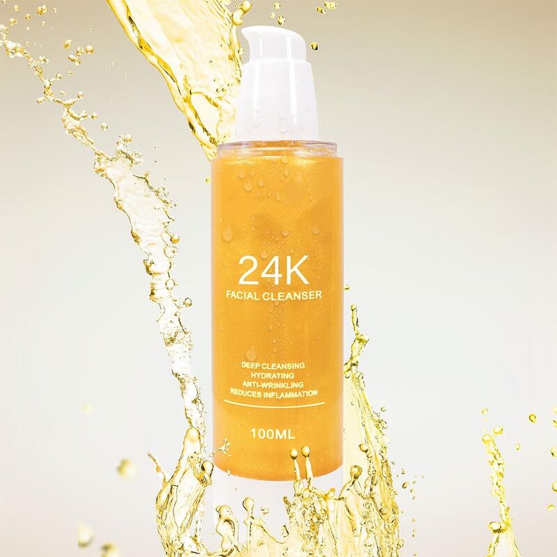 OEM ODM brand organic natural skincare products 24k gold deep cleansing exfoliating moisturizing cleanser facial cleanser