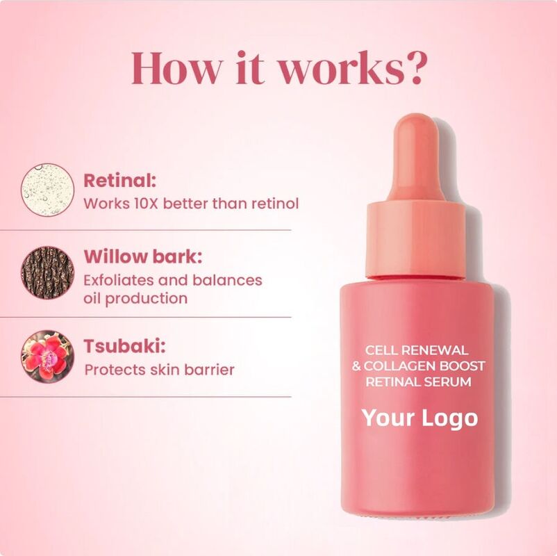 OEM ODM Korean brand organic anti-aging retina moisturizing hyaluronic acid brightening anti wrinkle facial skincare serum
