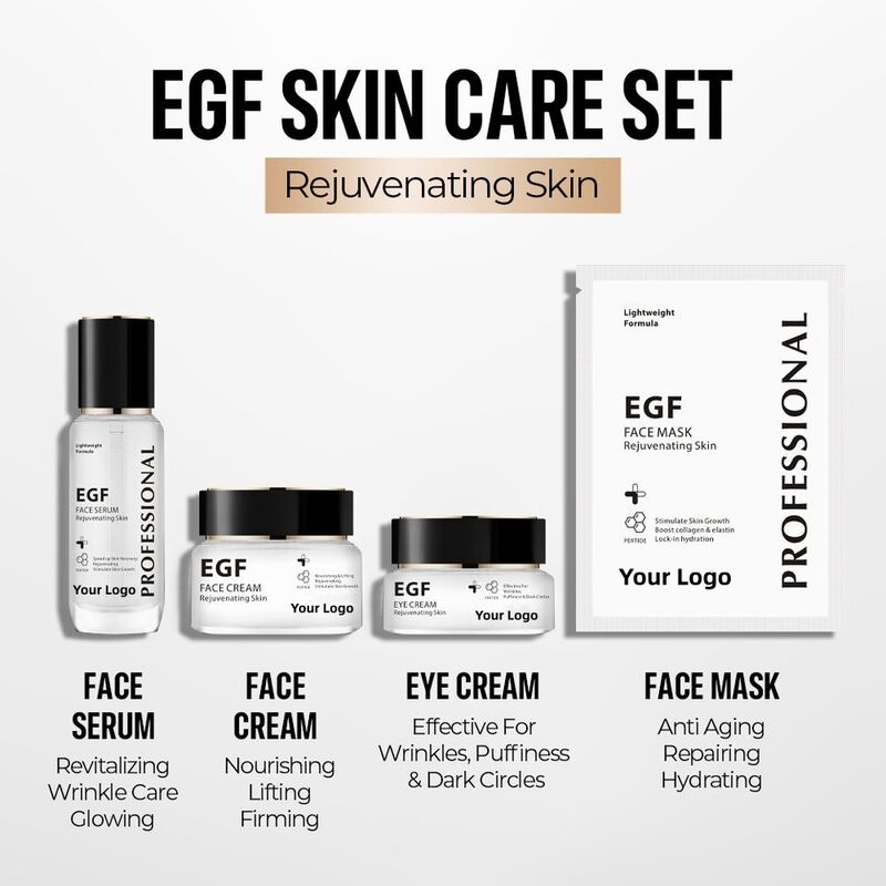 OEM ODM Brand Skincare Set Organic EGFR Peptide Collagen Essence Anti-Wrinkle Hydrating Facial Mask Natural Skin Activation Facial Dark Spot Radiant Cream